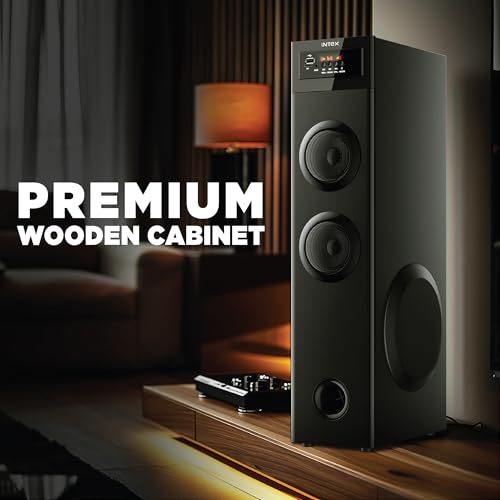 Image of Intex 700-S Multimedia 70 W Bluetooth Tower Speaker | Wired Karaoke Mic | Party Speaker & 5.25 Inch Woofer | LED Display & Bluetooth v5.2 | Fully Remote Control (Black)