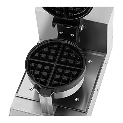 Royal Catering RCWM-1300-RE Waffeleisen Waffelgerät Waffelautomat Waffle Maker Belgische Waffel (Ø 18 cm, Drehbar, 1300 W, Timer 99 min, Edelstahlgehäuse), Schwarz – Bild 5