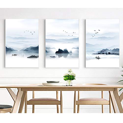 Pinturas en lienzo de paisaje nórdico en acuarela para decoración moderna de salón 50x70cm