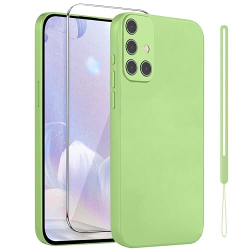 ATISIJIE Funda para Samsung Galaxy A51,con Muñequera y 1 Protector Pantalla Vidrio Templado HD,Carcasa Anti-Choques y Anti- Arañazos,Funda Silicona para Samsung Galaxy A51,Verde