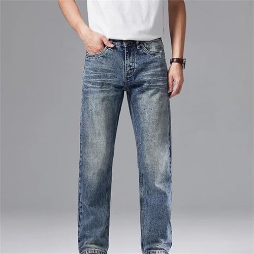 Men's Spring Fall Jeans – Straight Wide-Leg Washed Loose Denim Pants3