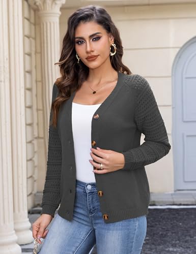 REDHOTYPE Women's Cardigans Sweater Casual Long Sleeve Open Front Cardigan Button Down Knit Chunky Outwear Coats4