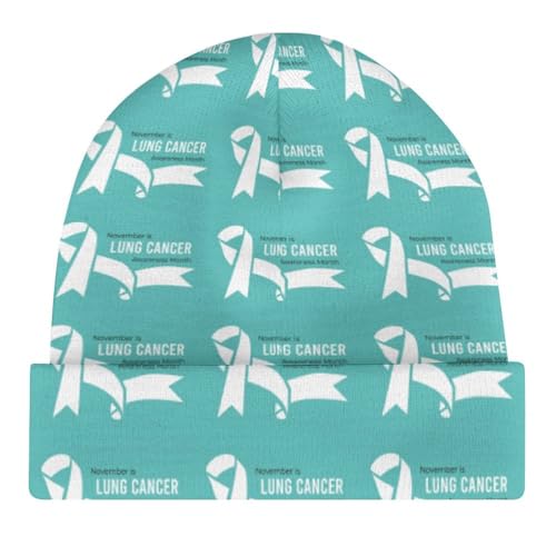 November is Lung Cancer Awareness Month Kids Beanie Hat for for Girls Boys Children Cap Winter Knitted Chemo Cancer Headwear Accessories Gifts Decoration Black4