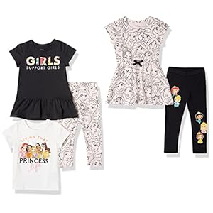 Amazon Essentials Disney | Marvel | Star Wars | Frozen | Princess Girls and Toddlers’ Mix-and-Match Outfit Sets, Multipacks