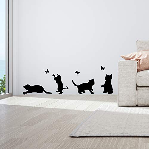 Funny Cats Jumping Wall Stickers Living Room Cat Sticker Decor Wallpaper Art Switch Decal Black Vinyl Butterfly Decoration Kitchen Home Kid Bedroom Dog Cute Moon Poster Decals Transfers Pet Kids Mural #TOP2