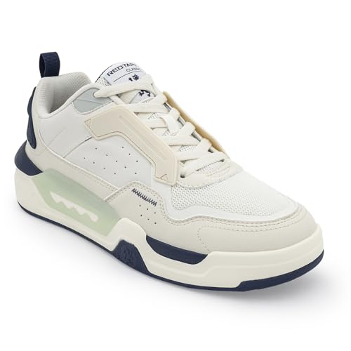 Image of Red Tape Men's Sneakers White Blue Pu Mesh TPU Round Toe Lace-Up