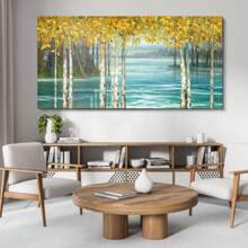 Impression sur toile bouleau 60x120 cm avec cadre interne pour decoration de salon