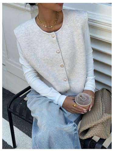 GORGLITTER Women's Sleeveless Sweater Vest Button Down Knit Lightweight Cardigans Old Money Trendy 20253