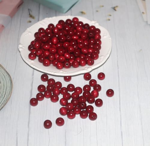 Perles en bois rouge foncé de 12 mm pour la création de bracelets - 5