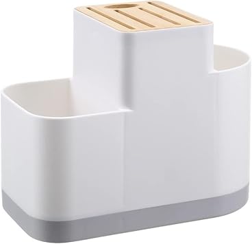 Cutlery Drainer with Knife Slot, Utensil Drying Rack for Kitchen, Silverware Organizer with Water Collecting Base