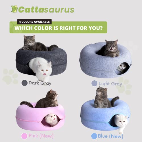 CATTASAURUS Peekaboo Cat Cave for Multiple & Large Cats Up to 30-45 Lbs, Scratch Detachable & Washable Tunnel Bed, Comfy Donut Cat Cave (Light Gray, Large) - Image 8