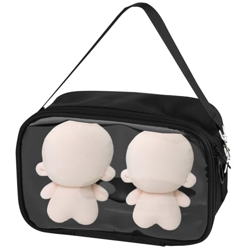 MuGaoDee ぬいぐるみポーチ 20cm 推しぬいポーチ 3WAY 痛バッグ ぬいぐるみ クリア 大きめ 鞄 痛バ 推し活 2体入れ 推しぬい 地雷 イベント 持ち運び 透明PVC 防塵 防水 痛バッ ミニ デコレーション バッグ 人形入れ