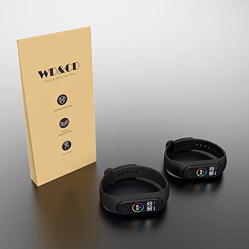 WD&CD - Juego de 2 pulseras compatibles con Mi Band 3/Mi Band 4, correa de reemplazo de TPU silicona ajustable para deporte compatible con Xiaomi Mi Band 3/Mi Band 4 (negro * 2)