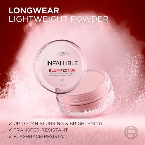 L'Oréal Paris Infallible Blur-Fection Loose Powder, Brightening Pink Setting Powder with Soft Matte Finish, Locks in Makeup for Up to 24H, 10 Light Pink, 6g - 2
