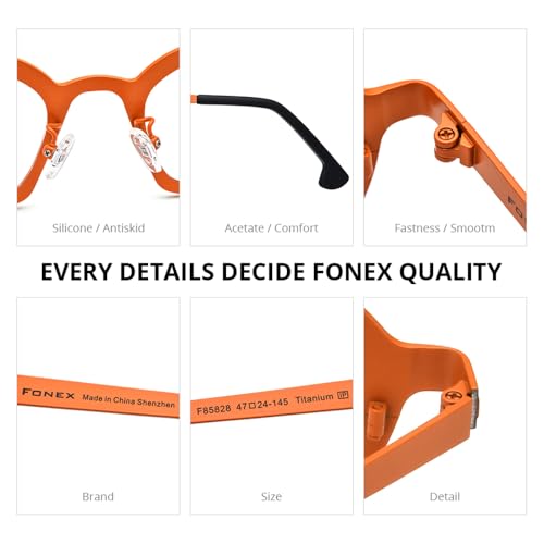 Image of FONEX Colorful Pure Titanium Glasses Frame Women Retro Round Eyeglasses