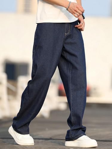Image of KOTTY Men's Loose Fit Baggy Jeans - Relaxed Wide Leg Denim with Fashionable Urban Streetwear Look