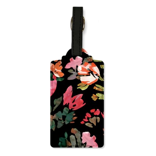 Lady Jayne Hazy Florals Black Vegan Leather Luggage Tag