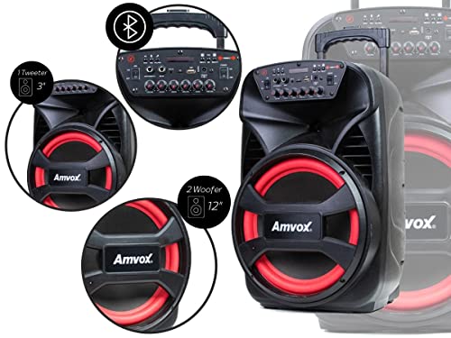 Caixa de Som Amplificada Amvox ACA 480 Viper II - 480W RMS, Bluetooth, Equalizador, Rádio FM, USB