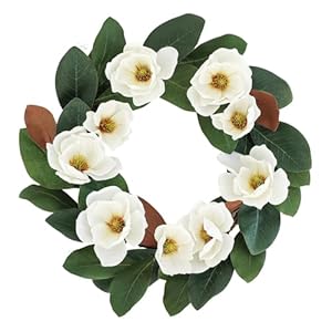 All Seasons Wreath for Front Door wSilk Cream Magnolia 20 22 Inch Year Round Outdoor Spring Summer Wreath Farmhouse Indoor Decor Flower Wreath for Wedding Home Wall Window Porch