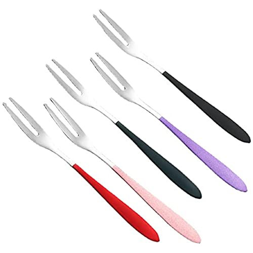 CHAMEEN Tenedores de fruta de 10 unidades, mini tenedores de postre, pinchos de cóctel de acero inoxidable 304, tenedores pequeños, tenedores de tartas, tenedores de 13 cm, color negro