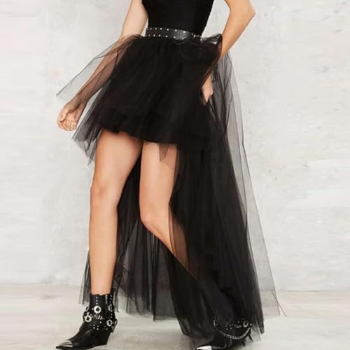 WDPL Women's High Low Long Tutu Tulle Bustle Skirt Elastic Waist Festival Party Skirt2