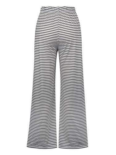 Women's Striped Wide-Leg Lounge Pants, Comfortable Drawstring Trousers, Relaxed Boho Style, Perfect for Casual Days3