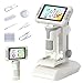 4 inch 1080P Microscope for Kids,2-in-1 Handheld & Desktop Digital Zoom 100X-1600X Digital,6 LED Lights,Includes 4 Blank & 2 Prepared Slides,Kids Microscope Educational Science Toy Age 8-12 (White)