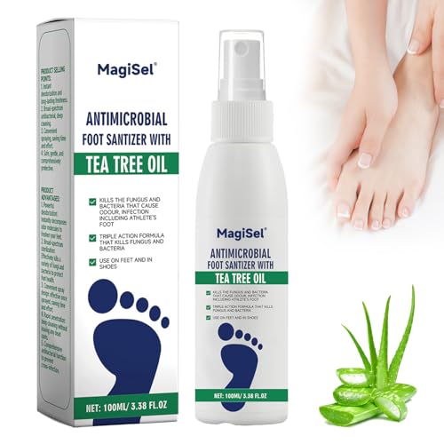 Spray Tea Tree, Spray anti-odeurs pour Pieds, Soin professionnel pied, Déodorant Pied Pour Frais et Secs, Réduit la transpiration les Démangeaisons, Éliminer les Odeurs, Pour Hommes et Femmes 100ML