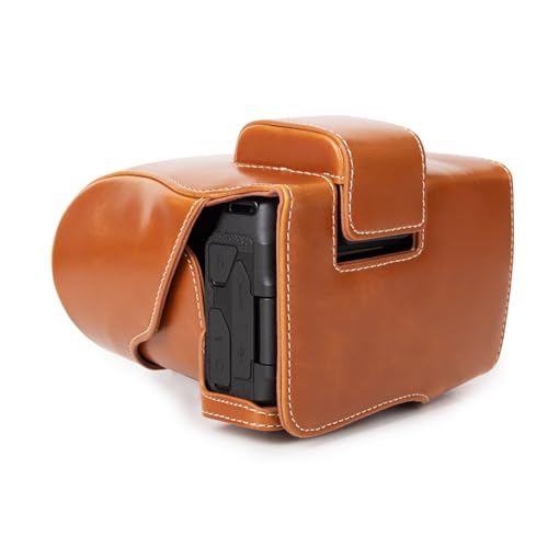 Funda para cámara Rieibi EOS R8 de cuero PU vintage marrón miniatura 3