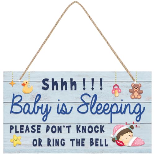 Letrero de madera para niños con cuerda de lino para puerta de dormitorio 2