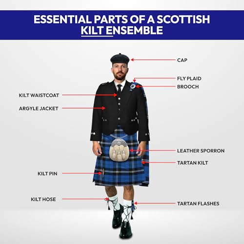 Image of 8 Yard Mens Kilt - Authentic Tartan Kilt for Men Highland Outfit for Weddings & Traditional Scottish Wear