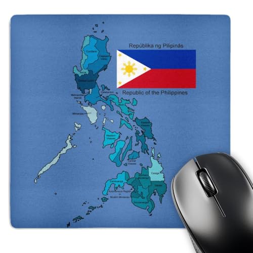 3dRose Mouse Pad Flag and Map of The Republic of The Philippines with All Regions Colored and Labeled - 8 by 8-Inches (mp_114186_1)