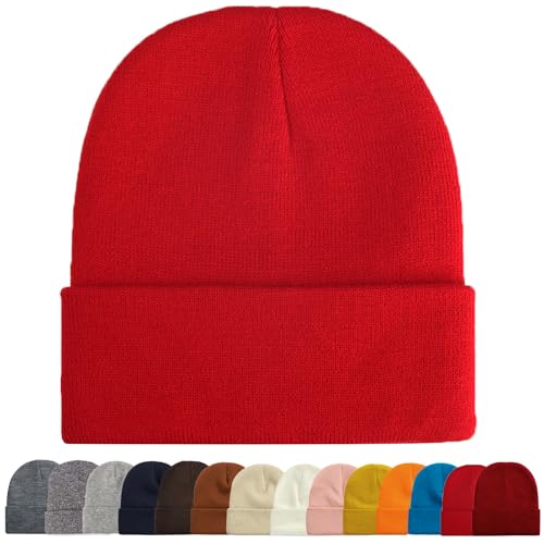 Image of ZOORON 1&2 Packs Beanie for Men Women Men's Beanie Hat Acrylic Knit Cuff Beanie Cap Slouchy Knit Skull Cap Warm Winter hat