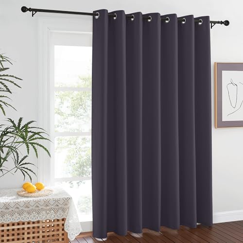 NICETOWN Blackout Curtains for Living Room Bedroom - Sliding Patio Door Insulated Blackout Drapes, Extra Wide Curtain for Villa/Hall/Parlor (100 inches W x 84 inches L, Greyish Purple)