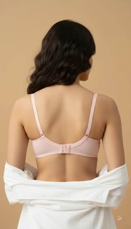 Image of Imsa Moda Women's Nylon Lycra Lightly Padded Full Coverage Wirefree T-Shirt Bra Combo Pack of 2