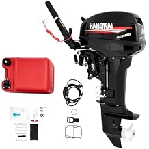 18HP 2 Stroke Outboard Motor, 246cc Heavy Duty Outboard Motor, Fishing Boat Motor Water Cooled Gasoline Model Short Shaft, CDI Ignition System, 4500-5500r/Min