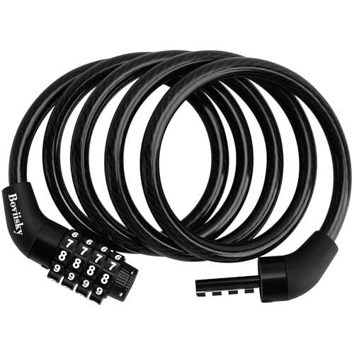 Boviisky Light Bike Cable Lock Combination,4 Digit,4ft Long Resettable Combination
