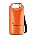 Mountaintop Lightweight Waterproof Dry Bag with Shoulder Strap, Orange, 10L