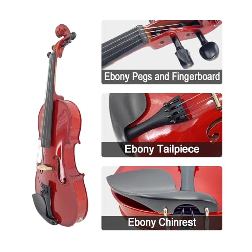 Image of Electric Violin 4 /4 full Size 4 string Acoustic Violin Spruce Maple Ebony Wood with Case, Bow Handmade for Beginners, Students, Professionals (White)