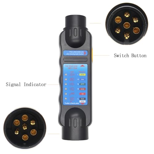 Sepzlly Anhänger Prüfgerät mit 7-13 Polige Adapter, 12V Anhängerkupplung Tester Anhängersteckdose Prüfgerät für Wohnwagen Abschleppen Fahrzeugen Wohnmobile Caravans Diagnose Anhängerrückleuchten