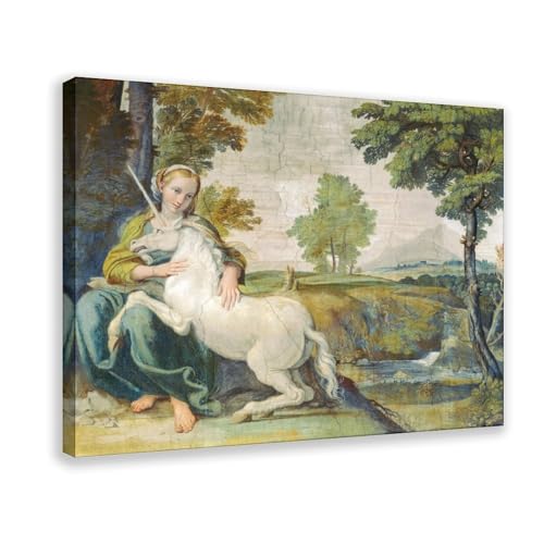 La jeune fille et la licorne art mural élégant pour bureau et salon