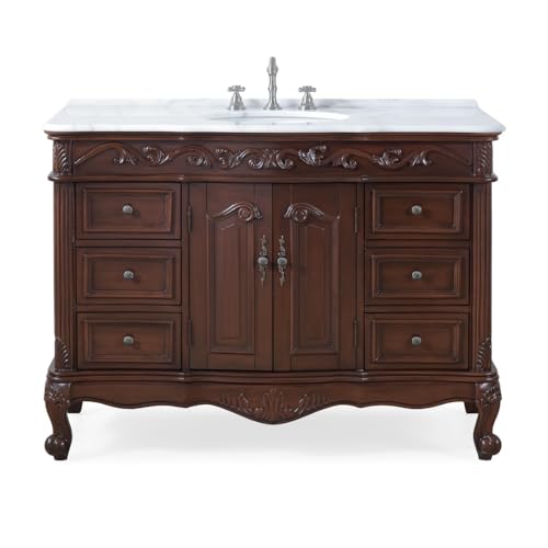 Benton Collection Traditional Style Beckham Bathroom Vanity (Dark Brown, 48)