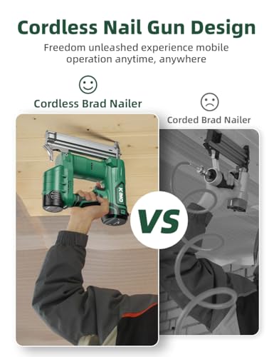 Image of KIMO 18 Gauge Cordless Nail Gun Battery Powered w /2X2.0 Batteries & Charger, 5000pcs Nails, Single & Contact Firing, Hook Up, LED Light, Cordless Brad Nailer for Upholstery /Woodworking /Fence /Roofing