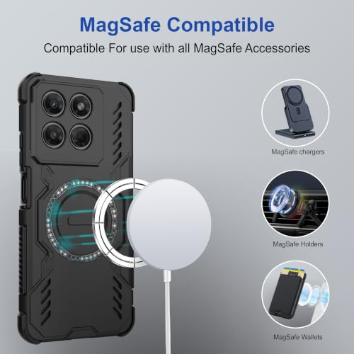 Image of Zapcase Back Case Cover for Motorola G47 5G | Magnetic Case with Built-in Metal Ring | Supports MagSafe Charger, Wallet & Car Mount | Shockproof Hybrid PC + TPU | Black
