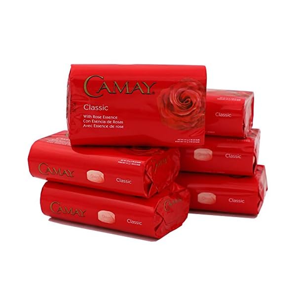 Camay Classic Bar Soap, with Rose Essence, 4.98 Ounce (Pack of 6)