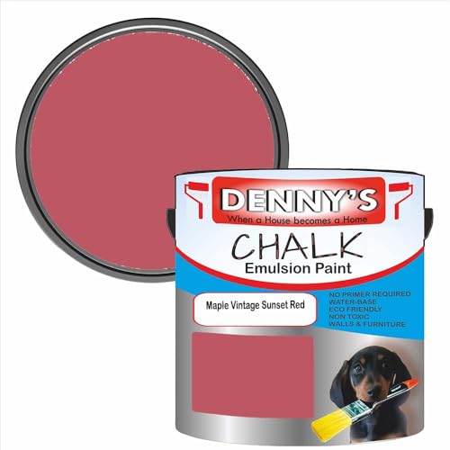 SCOOBYS PAINTS BACK IN THE MIX Chalk Emulsion Matt Paint, Water-Based, No Primer Required, For Walls and Furniture Red, (Maple Vintage Sunset Red, 2.5L Tin)