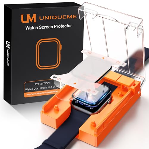 UniqueMe für 2 Stück Apple Watch 9/8/7 45mm Full Screen 7H Folie - [Sicherer Halt] Langlebigste & 3D Vollabdeckung - Blasenfrei Kratzschutz und Klarheit für Ihre Apple Watch 45mm Schutzfolie