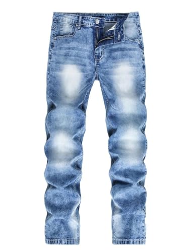 Men's Vintage Fit Washed Jeans Casual High Waist with Ripped Jeans with Pockets2