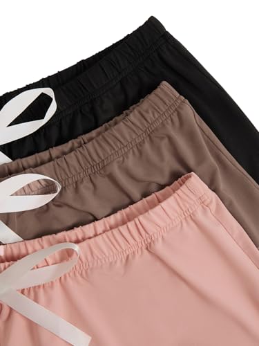 Image of Milumia Women's Plus Size Pajama Shorts Ruffle Hem Sleep Lounge Pj Shorts | 3 Pack,Elastic Waist ,Stretchy,Comfortable,Home Living,Sleepwear