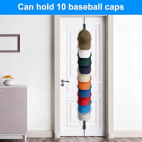 Door Hat Rack Organizer - 2 Pack Holds 20 Baseball Caps with 10 Hooks Each, Over-The-Door Hat Storage for Closet & Bedroom, Space-Saving Hat Rack for Hats Collection - 2